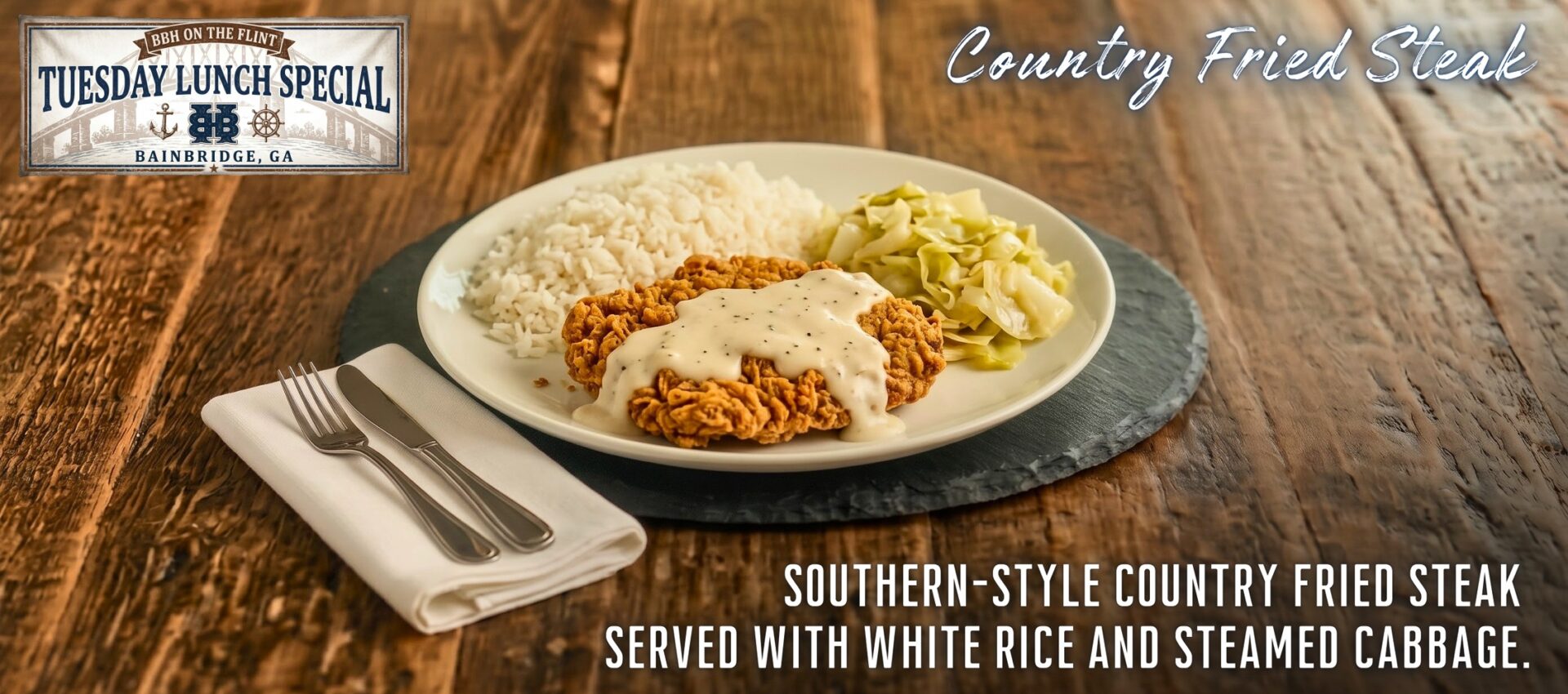 Tuesday 10/20/26 Lunch Special – Country Fried Steak