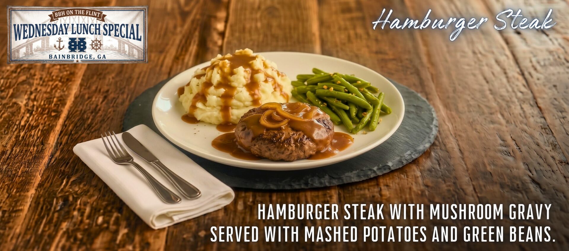 Wednesday 10/22/26 Lunch Special – Hamburger Steak